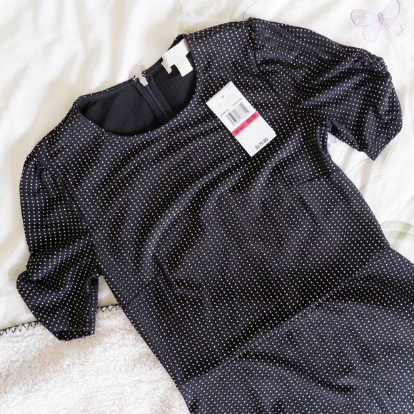 michael kors mini dress / black with silver metal dots / xs - Picture 1 of 6
